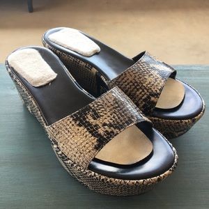 Via Spiga Vintage Snakeskin Wedges Size 8